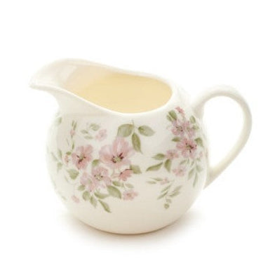 Petit pot à lait fleuri – Rose & crème