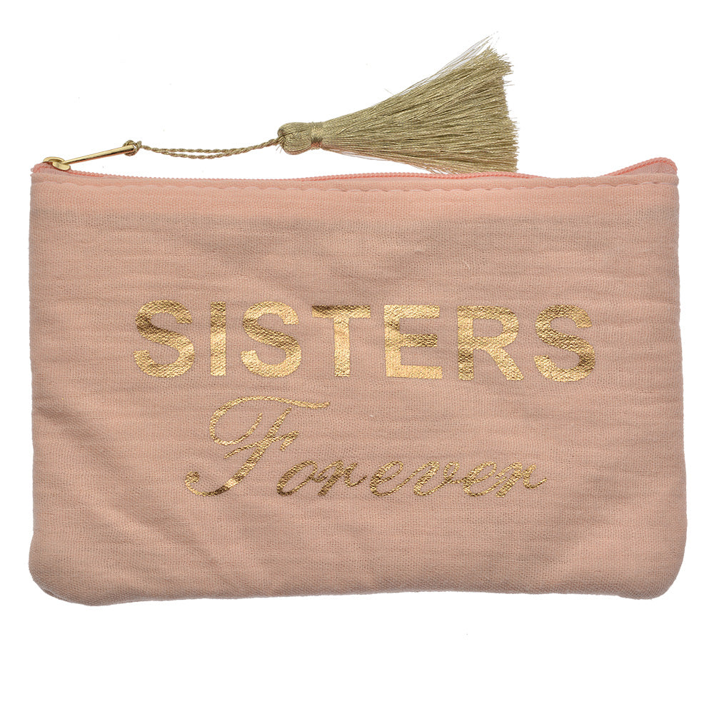 Pochette « Sisters Forever » – Rose poudré & doré