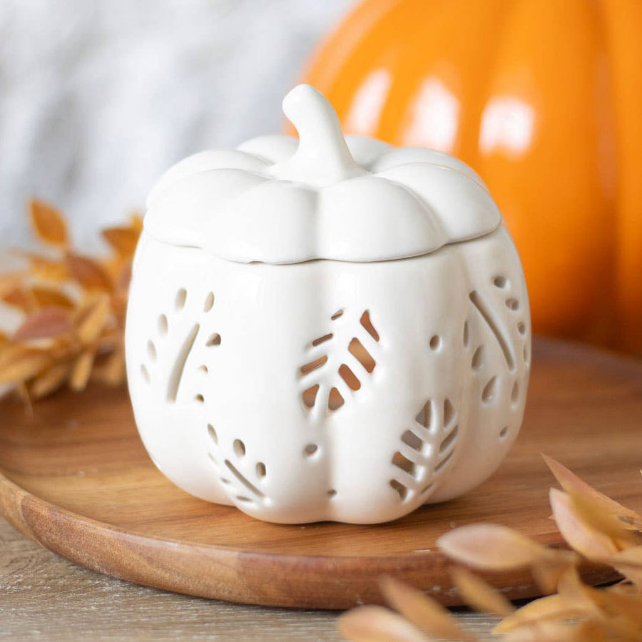 Citrouille blanche aux feuilles d'automne – brûleur de parfum Shaneïa – vue 3