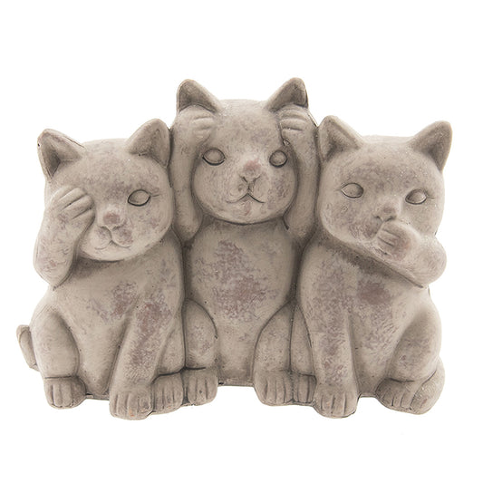 Décoration 3 chats « Les trois singes de la sagesse » – Gris
