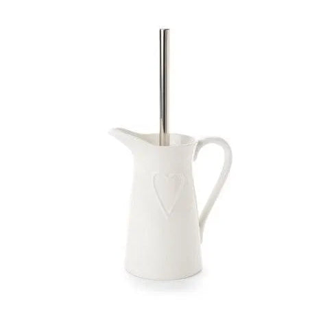 Brosse WC avec porte-brosse pichet cœur