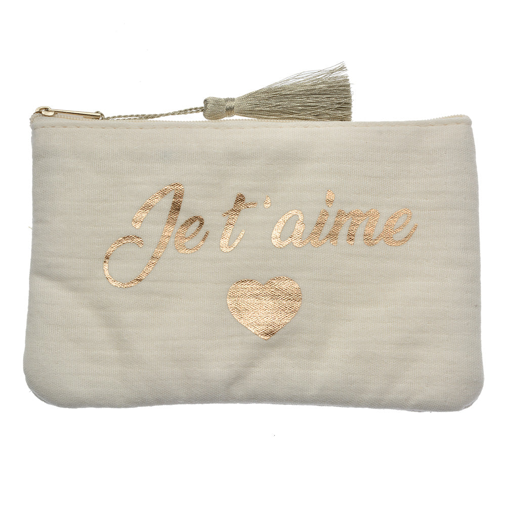 Pochette « Je t’aime » – Écru & doré