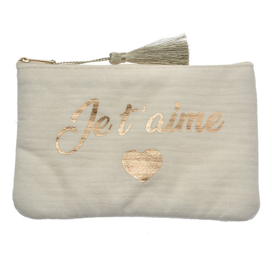 Pochette « Je t’aime » – Écru & doré
