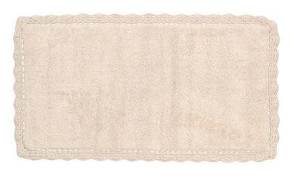 Tapis de bain beige avec bordure crochetée