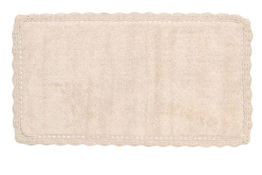 Tapis de bain beige avec bordure crochetée