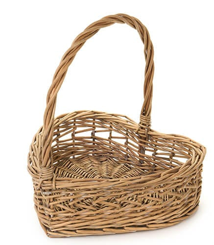 Panier cœur en osier avec anse – Petit modèle