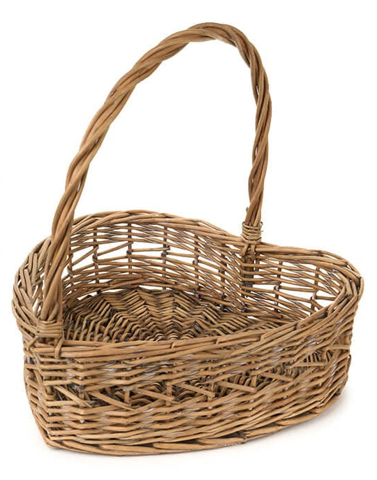 Panier cœur en osier avec anse – Grand modèle